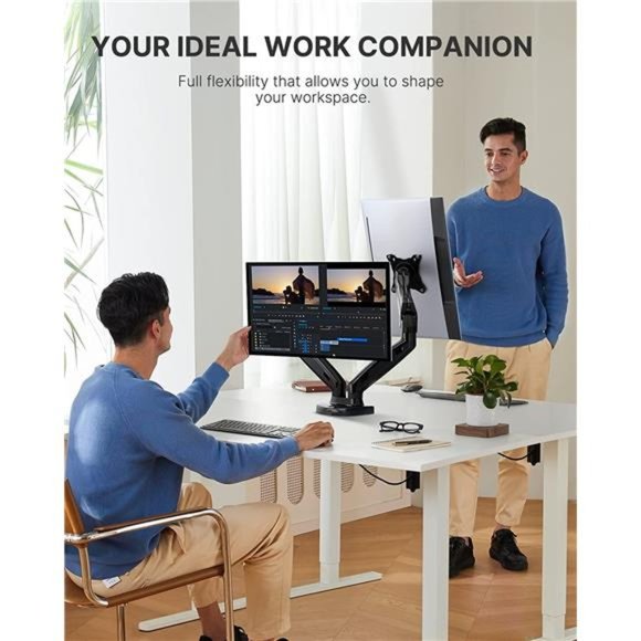 Dual Monitor Stand, Adjustable Spring Monitor Desk Mount, Holds Max 14.3lbs - Picture 6 of 6